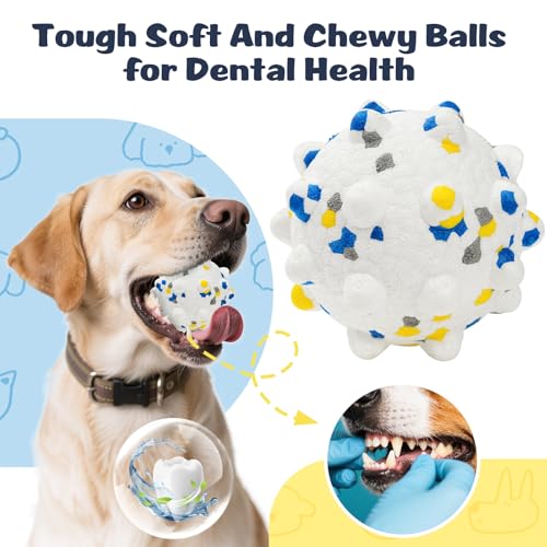 HIPPIH Dog Balls Interactive Tennis Balls for Dogs, Dog Toys for Aggressive Chewers, Tough Puppy Chew Toys for Teething, 3" Fetch Ball Water Toy for Small/Medium Breed, High Bouncy & Floating, 3 Pack