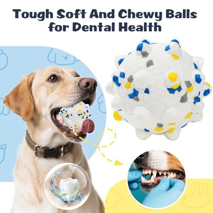 HIPPIH Dog Balls Interactive Tennis Balls for Dogs, Dog Toys for Aggressive Chewers, Tough Puppy Chew Toys for Teething, 3" Fetch Ball Water Toy for Small/Medium Breed, High Bouncy & Floating, 3 Pack