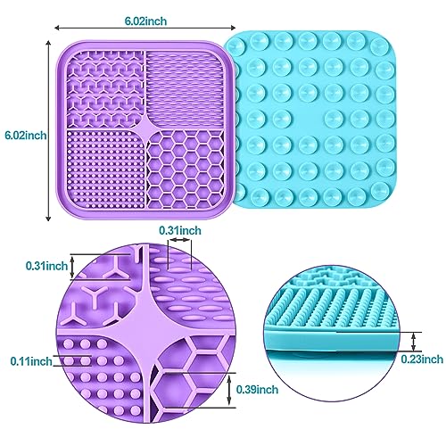2PCS Licking Mat for Dogs with Suction Cups, Premium Lick Pad for Anxiety Relief, Slow Feeder Dog Bowls, Perfect for Bathing, Grooming and Training - color: Small-2 pcs+1 Spatula