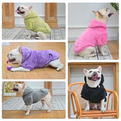 SCENEREAL Fleece Dog Sweaters Hoodie for Small Medium Large Dogs Girls Boys, Plush Fuzzy Dog Clothes Hoodies with Leash Hole, Winter/Fall Puppy Cold Weather Coat, Sherpa Hooded Sweatshirt, Green M - color: Green, size: Medium