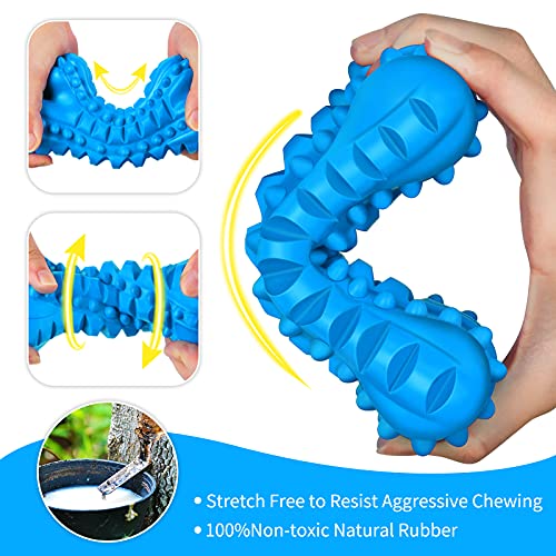 LEGEND SANDY Dog Toys for Aggressive Chewers Large Breed, Durable Dog Bones Squeaky Chew Toy, Nearly Indestructible Dog Toys for Large, Tough Natural Rubber Puppy Chew for Medium Teeth Cleaning - color: Bone-Blue