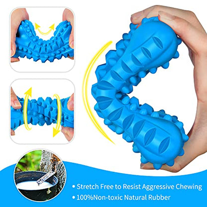 LEGEND SANDY Dog Toys for Aggressive Chewers Large Breed, Durable Dog Bones Squeaky Chew Toy, Nearly Indestructible Dog Toys for Large, Tough Natural Rubber Puppy Chew for Medium Teeth Cleaning - color: Bone-Blue