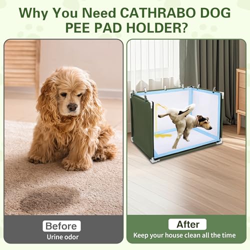 Dog Pee Pad Holder with High Walls,Waterproof Puppy Litter Box,Foldable Indoor Dog Potty,No Spill Pet Toilet for Small/Medium Puppy, Easy Clean,Army Green (24"x17.7"x17.7") - size: 24"x17.7"x17.7"