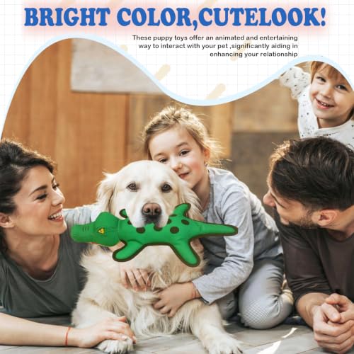 WOWBALA Dog Squeaky Toys,Puppy Teething Toys for Small Medium Dogs | Crocodile Stuffed Animals Dog Toys for Boredom and Stimulating to Keep Them Busy - color: Olive Green