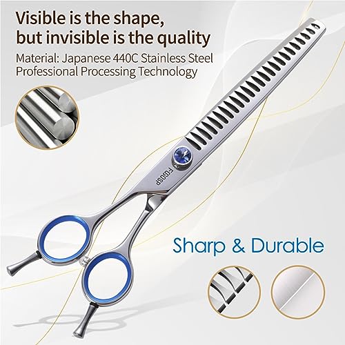 Chunkers Dog Grooming Scissors Left Handed 7.0'' Professional Thinning Shears for Dogs Pet Grooming Scissors Chunkers Shears Dog Grooming Japan 440C 70% Thinning Rate 18 Teeth(7.0'' Chunkers) - size: 7.0 inch, style: Chunkers Shears