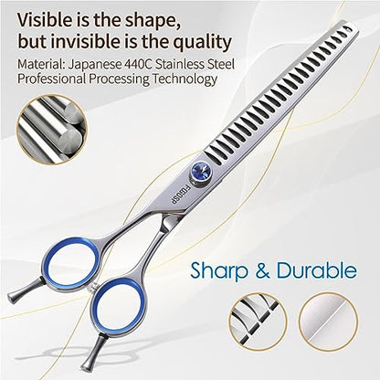 Chunkers Dog Grooming Scissors Left Handed 7.0'' Professional Thinning Shears for Dogs Pet Grooming Scissors Chunkers Shears Dog Grooming Japan 440C 70% Thinning Rate 18 Teeth(7.0'' Chunkers) - size: 7.0 inch, style: Chunkers Shears