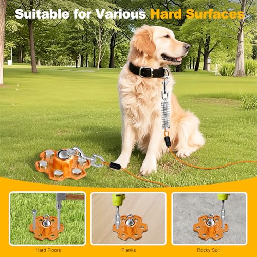 Dog Tie Out Stake and Cable, 360° Swivel Stake No Tangle, Heavy Duty Tether for Yard with 20 ft Cable, 6 Screw, Dog Runner Holds up to 180 lbs of Pull Force for Outside Camping Yard, Orange - style: Dog Stake+20ft Cable/180lbs