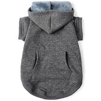 Koneseve Dog Hoodie Fleece Puppy Clothes Warm Sweater with Hat for Small Dogs Cat Hooded Shirt Kitten Pet Basic Hoodies Sweatshirt with Pocket Doggie Soft Winter Coat Apparel (Grey; S) - color: Grey, size: S-(2~7lb) | Chest(~13")