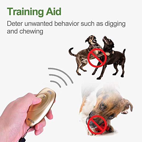 MODUS Ultrasonic Dog Barking Deterrent, 2-in-1 Dog Training and Bark Control Device, Anti-Barking Device,Stops Unwanted Actions: Barking, Leaping, Hostility.Indoor & Outdoor - color: Gold Barks No More Dog Training Tool