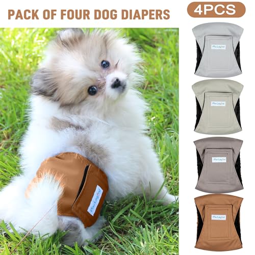 Paw Legend Washable Dogs Diapers Male Dog Belly Bands for Male Dogs Diapers Reusable Puppy & Doggie Diapers Male (4 Pack, X-Large) - color: Solid, size: X-Large
