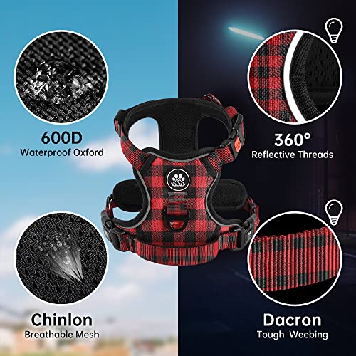 NESTROAD No Pull Dog Harness with Leash, Reflective No Choke Pet Vest Harness,Adjustable Soft Padded Dog Harness with Easy Control Handle for Small Dogs(Checkered Red,Small) - color: Checkered Red, size: 【S】neck 11-15" chest 15-21"