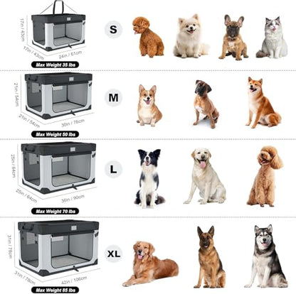 42 Inch Collapsible Soft Dog Crate for Extra Large Dogs, 3-Door Foldable Travel Dog Kennel with Durable Mesh Windows for Indoor & Outdoor, with Warm Blanket and Foldable Bowl - size: 42.0"L x 31.0"W x 31.0"H