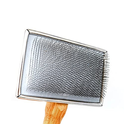 Pet Slicker Brush for Large Dogs, Wooden Handle with Stainless Steel Soft Pins, Gently Remove Tangled, Loose Undercoat and Mats Hair, Pet Grooming Brush Tool (8"), Wool Needle Felting Brush - size: 8"