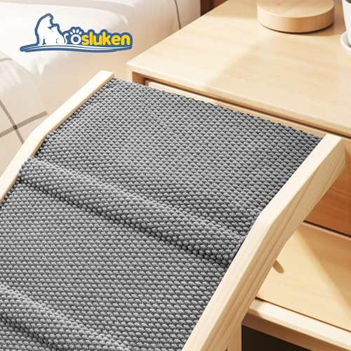 2026 Upgraded Dog Ramp for Bed, 64" Long Foldable Pet Ramp for Small Large Dogs, Dog Ramps for High Beds Car, High Traction with Platform 6 Adjustable Heights 24" to 30" Up to 220LBS, Gray
