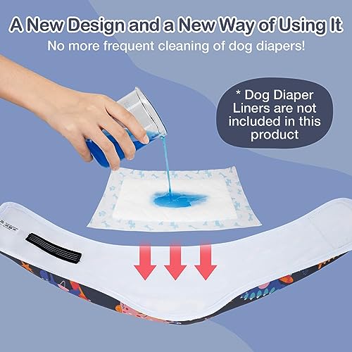 MICOOYO Male Dog Diaper Lightweight Dog Wraps Washable Dogs Diapers Doggie Belly Bands for Male Dogs, Small Reusable Puppy Diapers (Dinosaur, S) - size: Small (9''-12'')