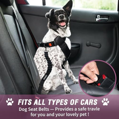COOYOO Dog Seat Belt,Retractable Dog Car Harness Seat Belt for Car Adjustable Nylon Pet Safety Seat Belts Heavy Duty & Elastic Bungee Buffer - color: 09-Light Pink