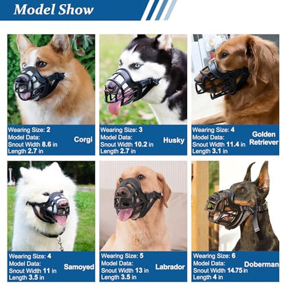 BARKLESS Dog Muzzle, Basket Muzzle Anti Biting Chewing, Sturdy Lightweight Cage Mouth Cover for Small Medium Large Sized Dogs, Allows Panting Drinking, Suitable for Grooming Trimming Training - size: 5 (Snout 12¼-13¾")