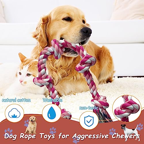 Lmlpt Tough Dog Rope Toy for Large Aggressive Chewers Heavy Duty Chew Toys,Pink