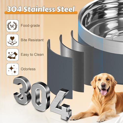 UPSKY Elevated Dog Bowls – 27oz Stainless Steel Anti-Spill Set with Wooden Stand, Double Raised Bowls for Small/Medium Dogs to Reduce Neck Strain & Improve Digestion - color: Grey