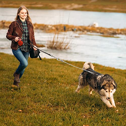 16ft Retractable Dog Leash for Large Breed Dogs up to 110 lbs with a Detachable Chew Proof Extender Wire Ropes (Red L) - color: Red, size: Large