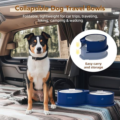 Newget Stainless Steel Dog Bowl Set with Lids, 304 Metal Dual Food & Water Bowls for Dogs & Cats, Large Capacity Pet Feeder with Cover Keeps Food Fresh, Anti-Skid Dog Dish for Small/Medium/Large Pets - color: Blue