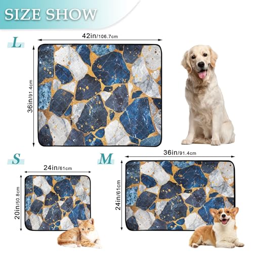 Qilmy Blue Marble Pet Mat, Waterproof Reusable Dog Training Pad Anti-Slip Pet Creat Pad for Small Medium Large Dogs and Cats - size: Medium+Large