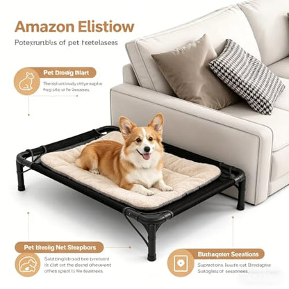 Elevated Dog beds Suitable for Small and Large Pets-Portable Folding Dog beds, with Breathable Cooling nets, Indoor and Outdoor cat hammocks in Summer and Outdoor Elevated Dog beds.