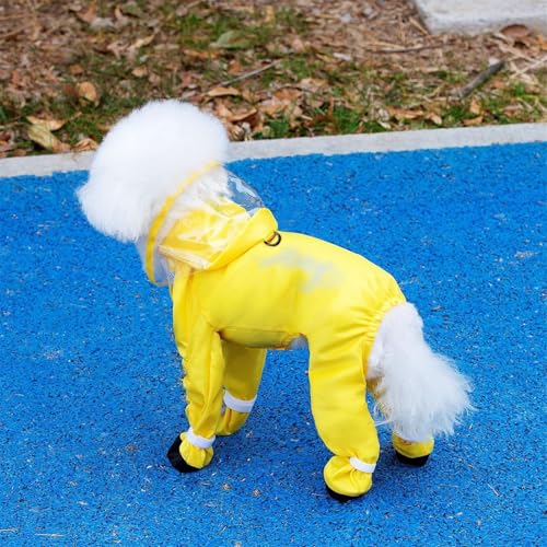 Rain Jacket Dog Raincoat Hooded Windbreaker Dog Rain Jacket Raincoat Rain/Water Windproof for Small Rain Coat for Dogs Durable(Yellow,Large)