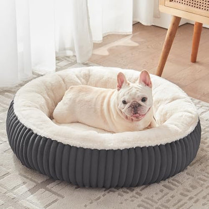 30 inches Donut Dog Bed for Medium Dogs,Calming Round Pet Bed with Removable Cover,Washable Milk Plush Faux Fur, Fits Pets up to 30 lbs(Charcoal,Medium) - color: Charcoal, size: 30.0"L x 30.0"W x 8.0"Th