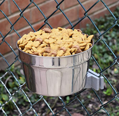 Lixit® Stainless Steel Kennel Food or Water Bowl - Non Spill Hanging Removable Crate Bowls - Carrier Cage Dish for Dogs or Cats for Feeding and Drinking (Stainless Steel, 10 Ounce (Pack of 2)) - size: 10 oz (Pack of 2)
