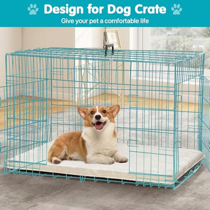 Dog Bed Mat Crate Pads for Dog Cages 24x17.7 Inch Washable Anti-Slip Dog Kennel Pad Soft Small Puppy Cage Cushion Liner, Beige - color: Beige, size: 24 in(L)×17.7 in(W)×1 in(H)