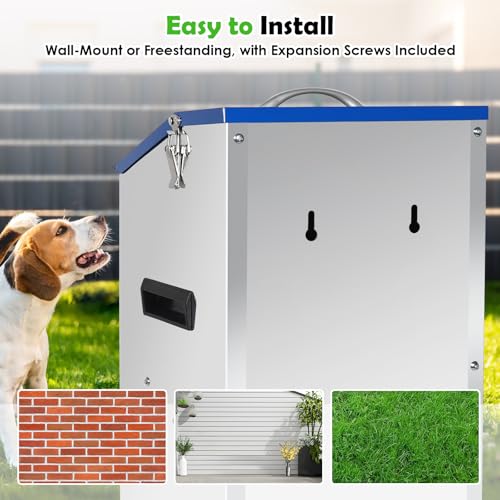Automatic Dog Feeder,Galvanized Metal Pet Food Station for Indoor & Outdoor Use,50LBS Capacity Automatic Food Dispenser for Small, Medium, and Large Dog - size: 50 Pound