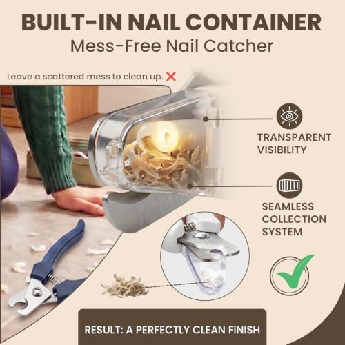 2-in-1 Dog & Cat Nail Clippers with Light, USB Rechargeable Pet Nail Trimmer, Safety Guard to Prevent Overcutting, Sharp Blade for Thick Nails, Quiet Grooming Tool for Large Small Pets - color: white