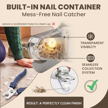 2-in-1 Dog & Cat Nail Clippers with Light, USB Rechargeable Pet Nail Trimmer, Safety Guard to Prevent Overcutting, Sharp Blade for Thick Nails, Quiet Grooming Tool for Large Small Pets - color: white