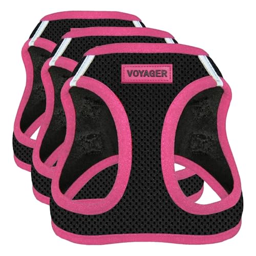 Voyager Step-in Air Dog Harness - All Weather Mesh Step in Vest Harness for Small and Medium Dogs by Best Pet Supplies - Pink Trim, M (Pack of 3) - color: Harness (Black/Pink Trim), size: M (Chest: 16 - 18") (Pack of 3)