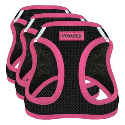 Voyager Step-in Air Dog Harness - All Weather Mesh Step in Vest Harness for Small and Medium Dogs by Best Pet Supplies - Pink Trim, M (Pack of 3) - color: Harness (Black/Pink Trim), size: M (Chest: 16 - 18") (Pack of 3)