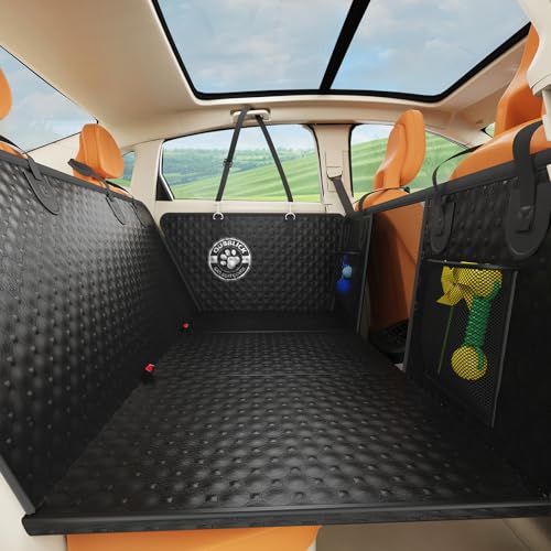 Dog Car Seat Cover for Back Seat,Upgraded PU Leather Dog Seat Cover with Hard Bottom Back Seat,Non-Slip Backseat Cover for Dogs with Mesh Window & Side Flap, Dog Hammock for Car, SUV, Small Trucks - size: For Car/SUV/Small Truck