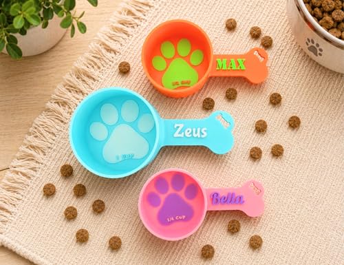 Personalized Dog Food Scoop Custom Pet Kibble Scooper and Measuring Cup Treat Dispenser for Dogs Unique Custom Pet Accessory Gift Idea for Dog Lovers Feeding Tool Dry (4 oz - 1/2 Cup) - size: 4 oz - 1/2 Cup