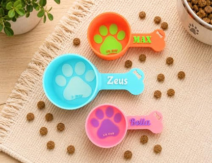 Personalized Dog Food Scoop Custom Pet Kibble Scooper and Measuring Cup Treat Dispenser for Dogs Unique Custom Pet Accessory Gift Idea for Dog Lovers Feeding Tool Dry (2 oz - 1/4 Cup) - size: 2 oz - 1/4 Cup