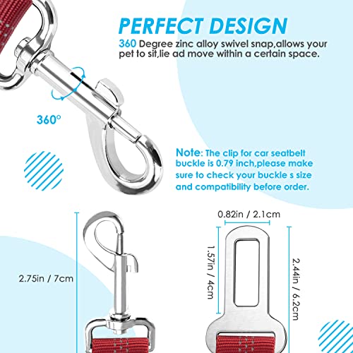 SlowTon Dog Seat Belt, Double Dog Seatbelt Adjustable Vehicle Safety Leash with Elastic Bungee Buffer, Reflective No Tangle Y Shape Two Dog Harness Seat Belt Splitter for Pets Car Trip (Red, M) - color: D.Red, size: 2 Medium in 1