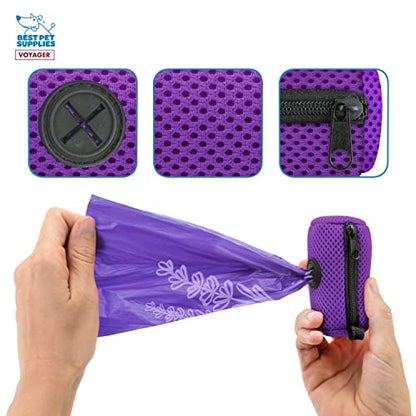 Best Pet Supplies 강아지 배변 봉투 홀더 목줄 부착물, 15개의 가방 포함, 퍼플, 여행, 산책, 공원 및 실외 사용을 위한 재사용 가능한 메시 디스펜서 파우치, 클립온으로 부드럽고 내구성이 뛰어납니다 - color: 메시 (퍼플), size: 1 개(1 팩)