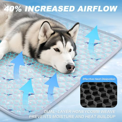 Dog Cooling Mat, Cooling Mat for Dogs, Breathable Dog Bed with Non-Slip Design, Portable & Washable Pet Pad for Indoor, Outdoor, Crate, Summer Cat Bed, Cool Pet Pad, Gel-Free, 39"x58" - size: 39"x58"(L)