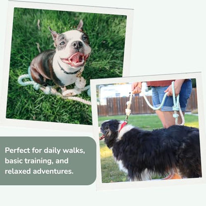 Braided Cotton Rope Dog Leash for Medium & Large Dogs – Enjoy Tangle-Free Walks with Soft Comfortable Grip & Reliable Control – Durable for Daily Walks, Training & Special Moments – Pink-Green Ombre - color: Mint Green/Pink Ombre