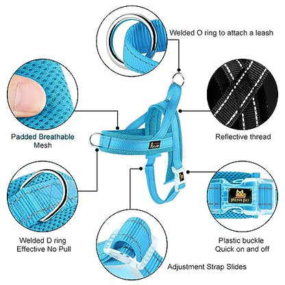Plutus Pet No Pull Dog Harness with Breathable Mesh Padded, Adjustable Reflective Escape Proof Dog Harness, Quick Fit Dog Vest Harness for Small Medium Large Dogs(XXS, Cyan) - color: Cyan, size: XXS: chest 11.8"-15"