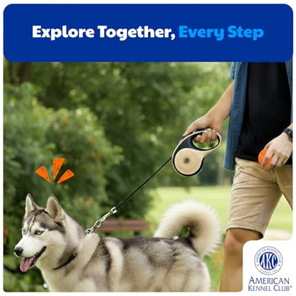 American Kennel Club Heavy Duty Retractable Dog Leash, 16.4ft, Tangle-Free, Ergonomic Grip, One-Hand Brake, for Medium & Large Dogs up to 110 lbs Tan