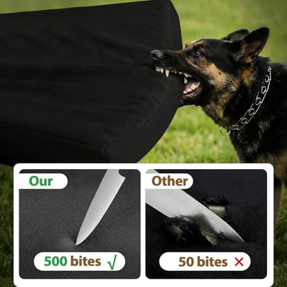 RRPETHOME 3" Chew Proof Indestructible Dog Bed for Large Aggressive Chewers,Durable Tough Fabir Chew Resistant Crate Dog beds for Large Dog & Puppy,Orthopedic Egg Foam Kennel Mat Pad Black 55x42x4
