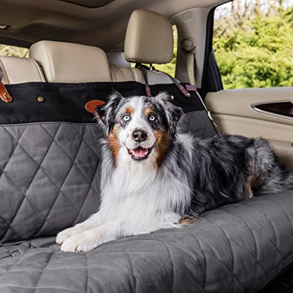 PetSafe Happy Ride Quilted Dog Car Seat Cover – Waterproof & Durable – Machine Washable – Fits Most Cars, Trucks & SUVs – Backseat Protection for Scratches & Dog Hair - Bench, Grey - color: Grey, size: Standard, style: Bench