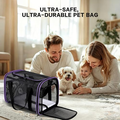 Cat Carrier, Soft-Sided Pet Carrier Bag, Breathable Mesh, Black (Purple, 17 * 11 * 11) - color: purple, size: 17.0"L x 11.0"W x 11.0"H
