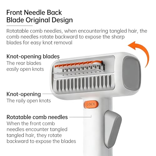 2-in-1 Pet Self-Detangling & Grooming Comb,Cats & Dog Dematting Brush & Undercoat Rake,Effective Tangle Remover, Gentle on Skin,Ergonomic Non-Slip Handle for Long,Thick, or Curly Fur