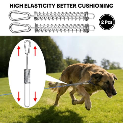 Dog Tie Out Spring, Heavy Duty Shock Absorber Spring for Tie Out Cable & Chain, Rustproof Stainless Steel Buffer, Dog Leash Shock Absorber (2 Springs) - size: 2 Springs